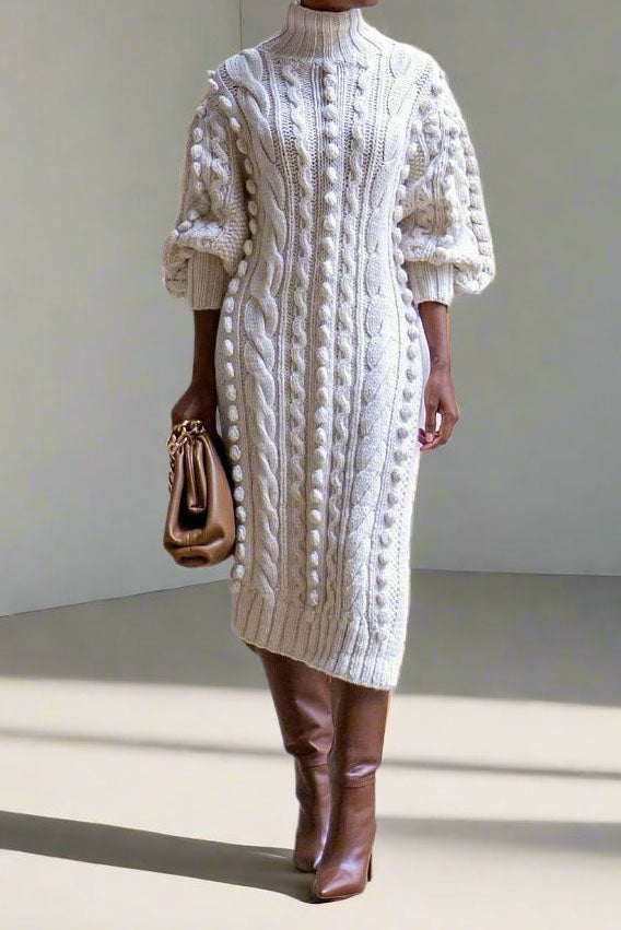 Midi Length Knitted Sweater Dress Lavish Daily