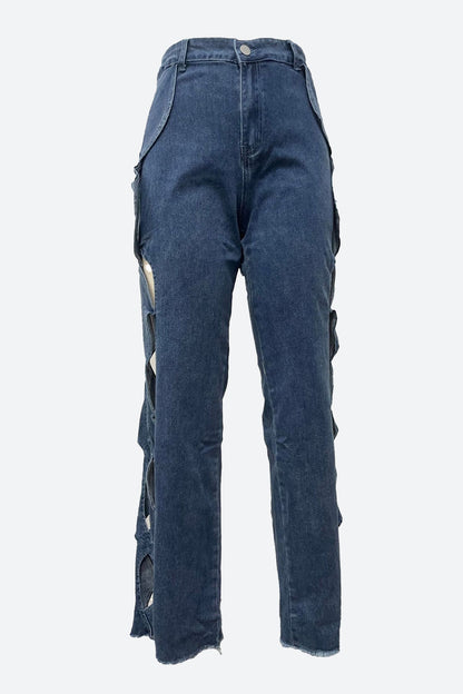High-Waist Cut-out Jeans Lavish Daily