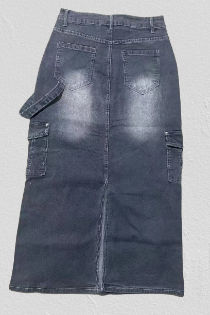 Pocket Maxi Denim Skirts Lavish Daily