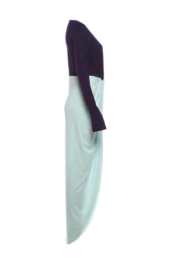 Deep V Neck Long Sleeve Slit Maxi Dress LavishDaily