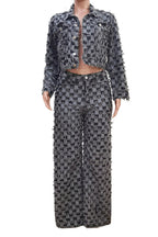 Checkered Denim Jacket & Pants Set Lavish Daily