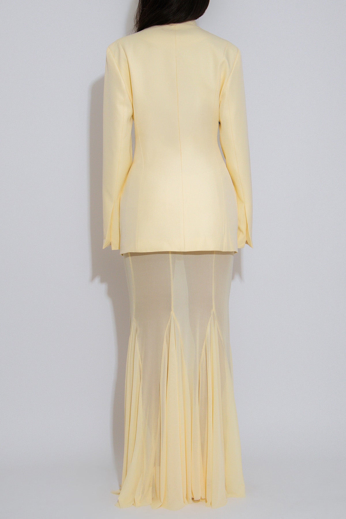 Collarless Blazer and Mesh Skirt Set Lavish Daily