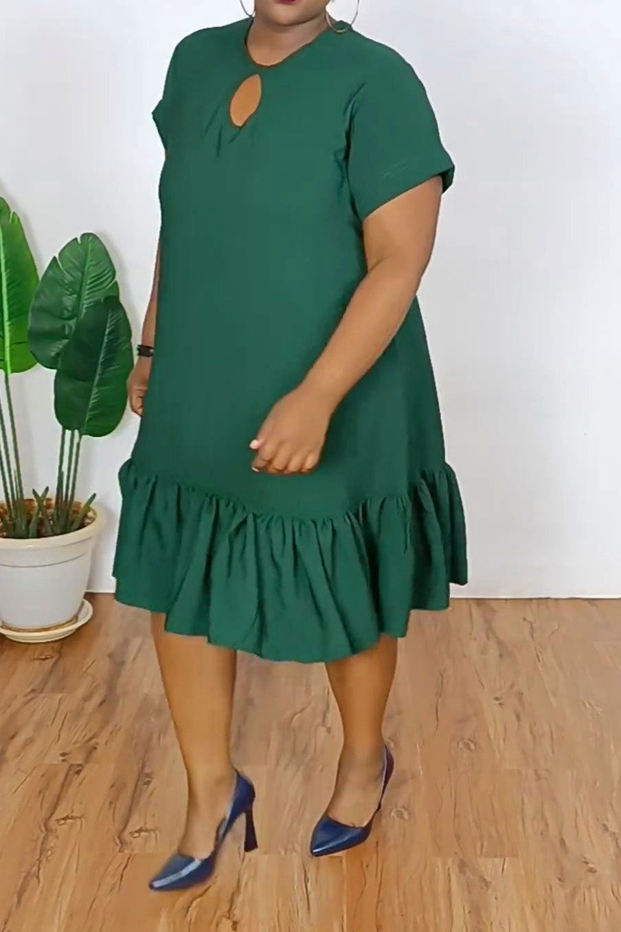 Plus Size Ruffle Hem Loose Dress Lavish Daily