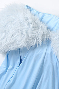 Faux Fur Trim Fitted Crop Jumpsuit Lavish Daily