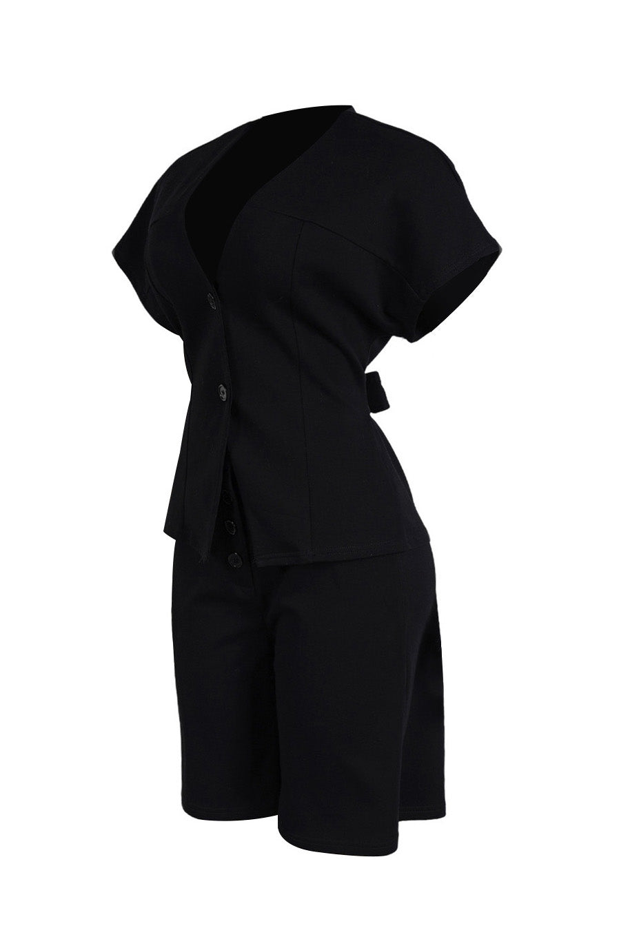 V-Neck Peplum Top & Wide Leg Culotte Set Lavish Daily