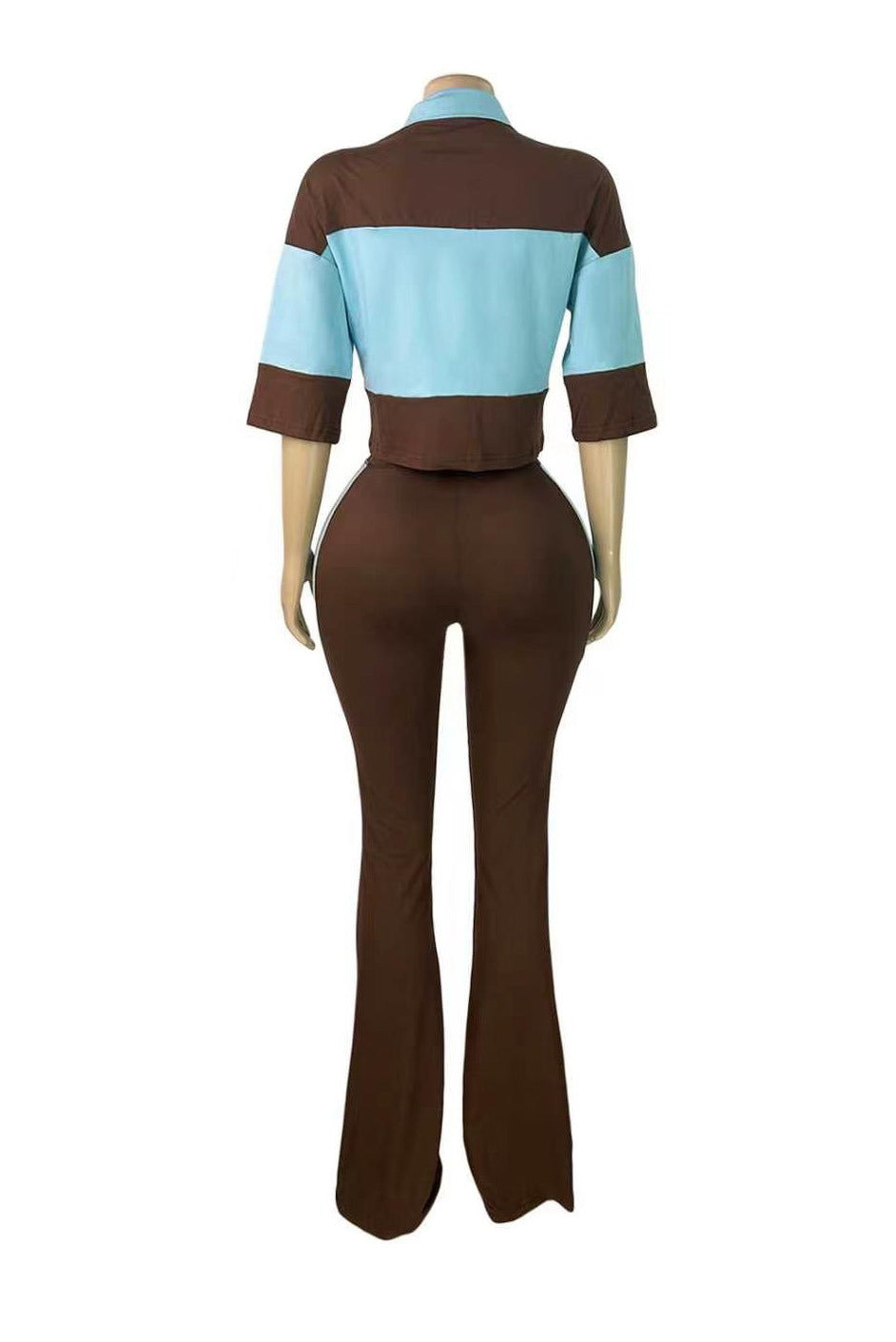 Collared Top & Flare Pants Two-Piece Set Lavish Daily