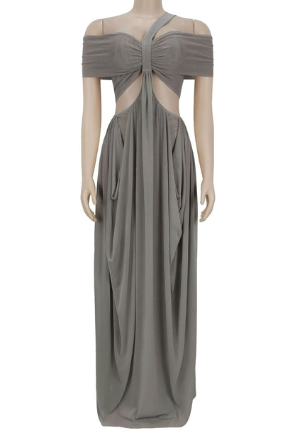 Off-Shoulder Cutout Maxi Dress Lavish Daily