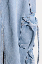 Blue Pocket Denim Midi Skirt Lavish Daily