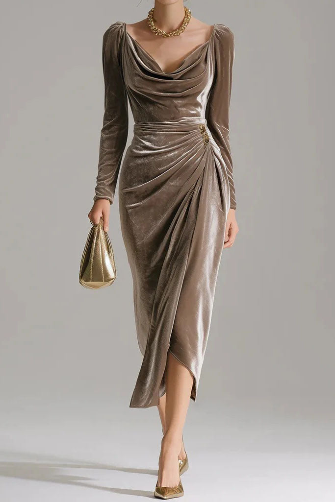 V Neck Midi Sheath Dress Lavish Daily