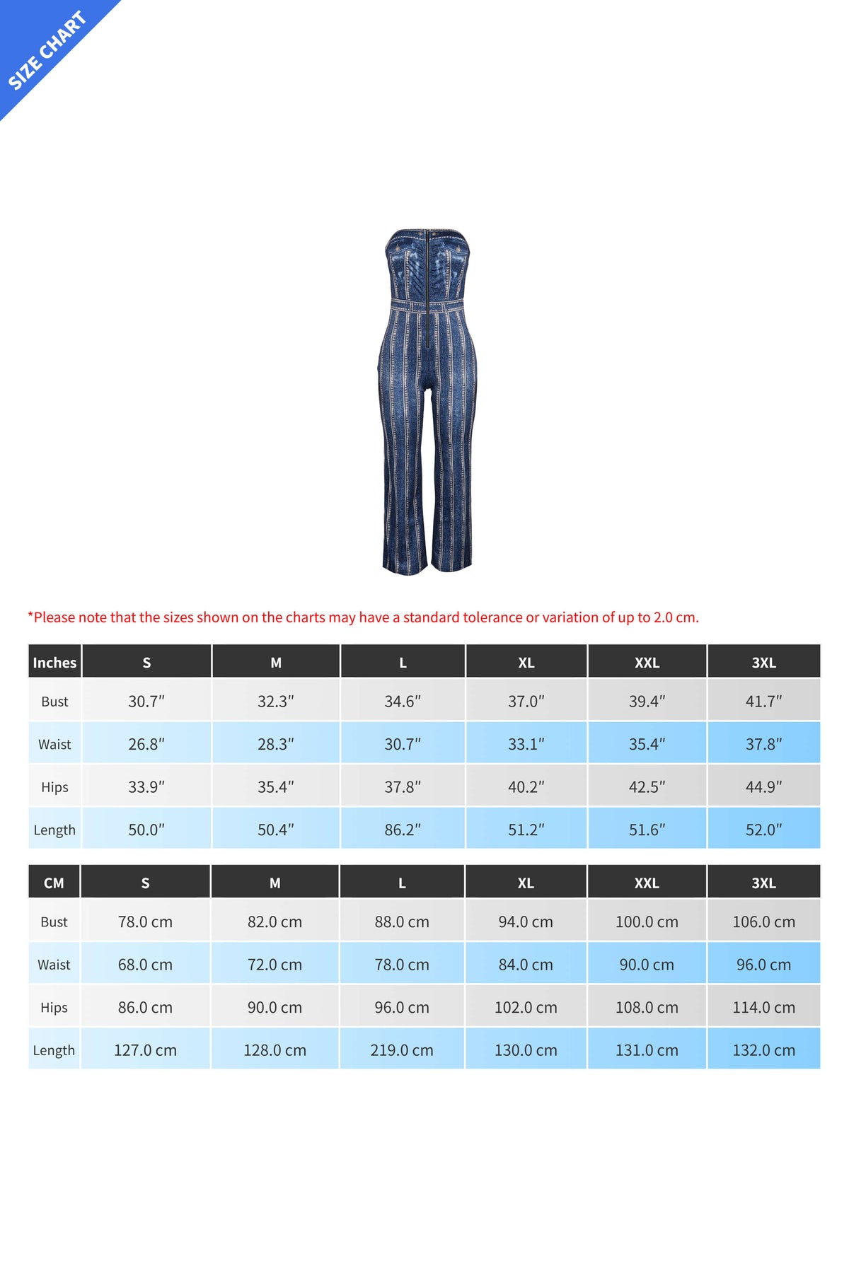 Denim Print Strapless Wide Leg Jumpsuit Lavish Daily