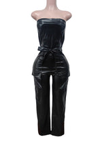 Faux Leather Belted Jumpsuit Lavish Daily
