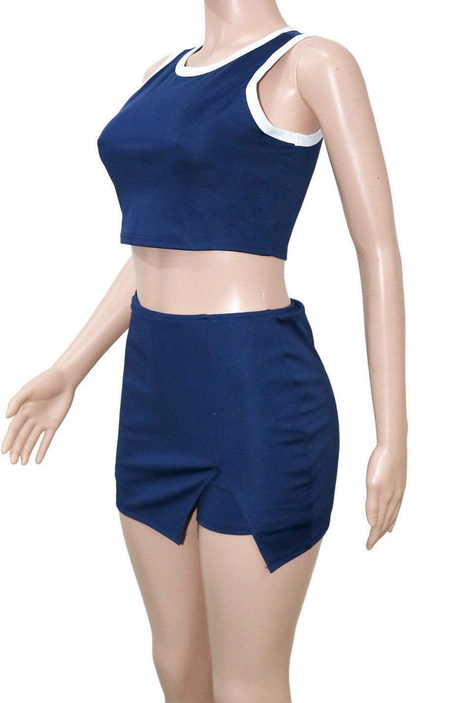 Contrast Trim Crop Tank & Skort Set LavishDaily