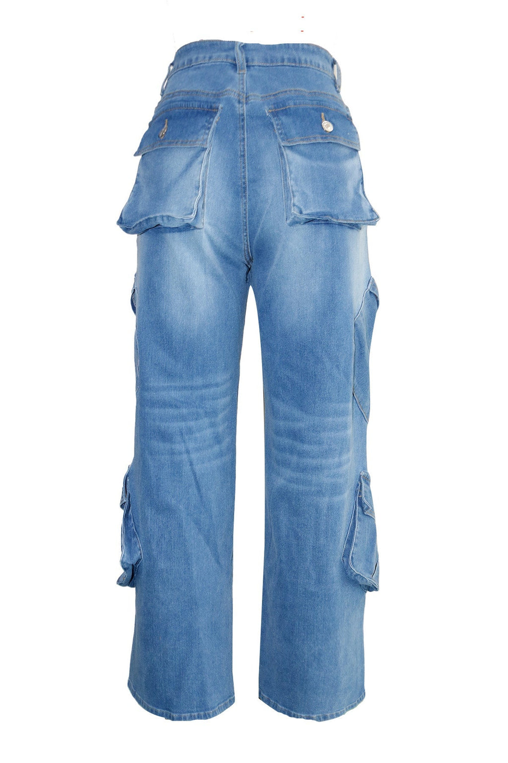 Light Blue Loose Fit Multi-Pocket Jeans Lavish Daily
