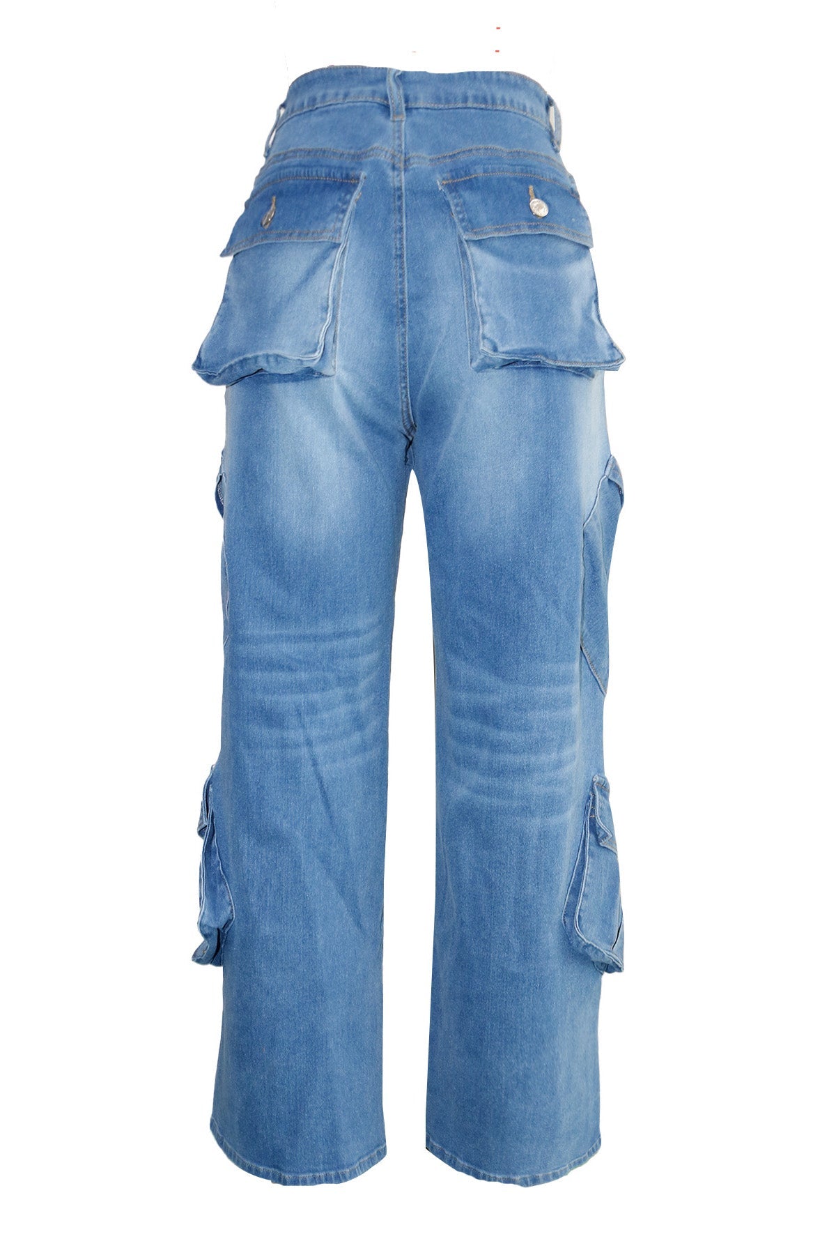 Light Blue Loose Fit Multi-Pocket Jeans Lavish Daily