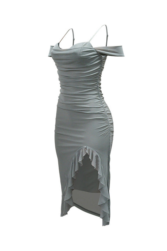 Stylish Soiree Cold Shoulder Midi Dress Lavish Daily