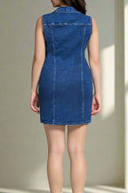 Button Up Sleeveless Denim Dress Lavish Daily