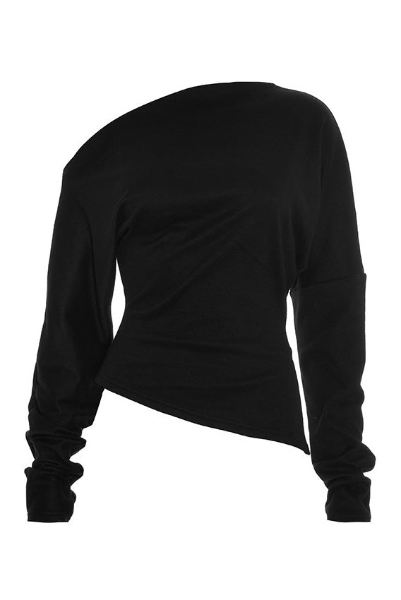 Asymmetrical Long Sleeve T-Shirt Lavish Daily