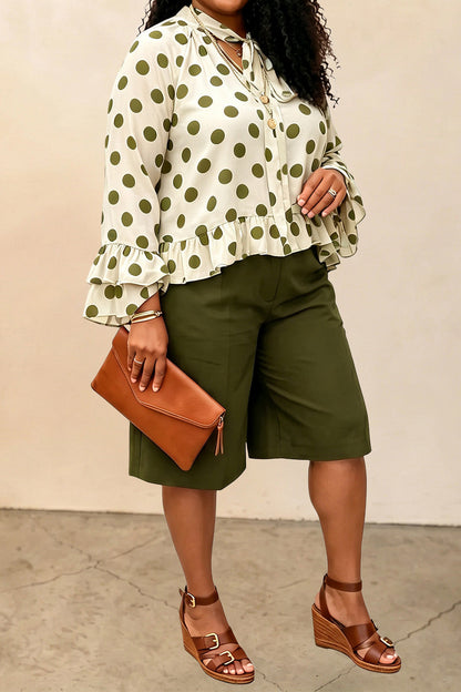 Plus Size Polka Dot Top & Capri Pants Set Lavish Daily