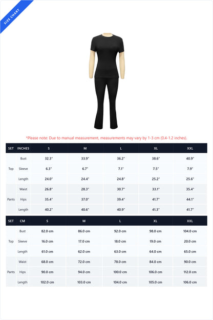 Fitted Short Sleeve Flare Pant Set Lavish Daily