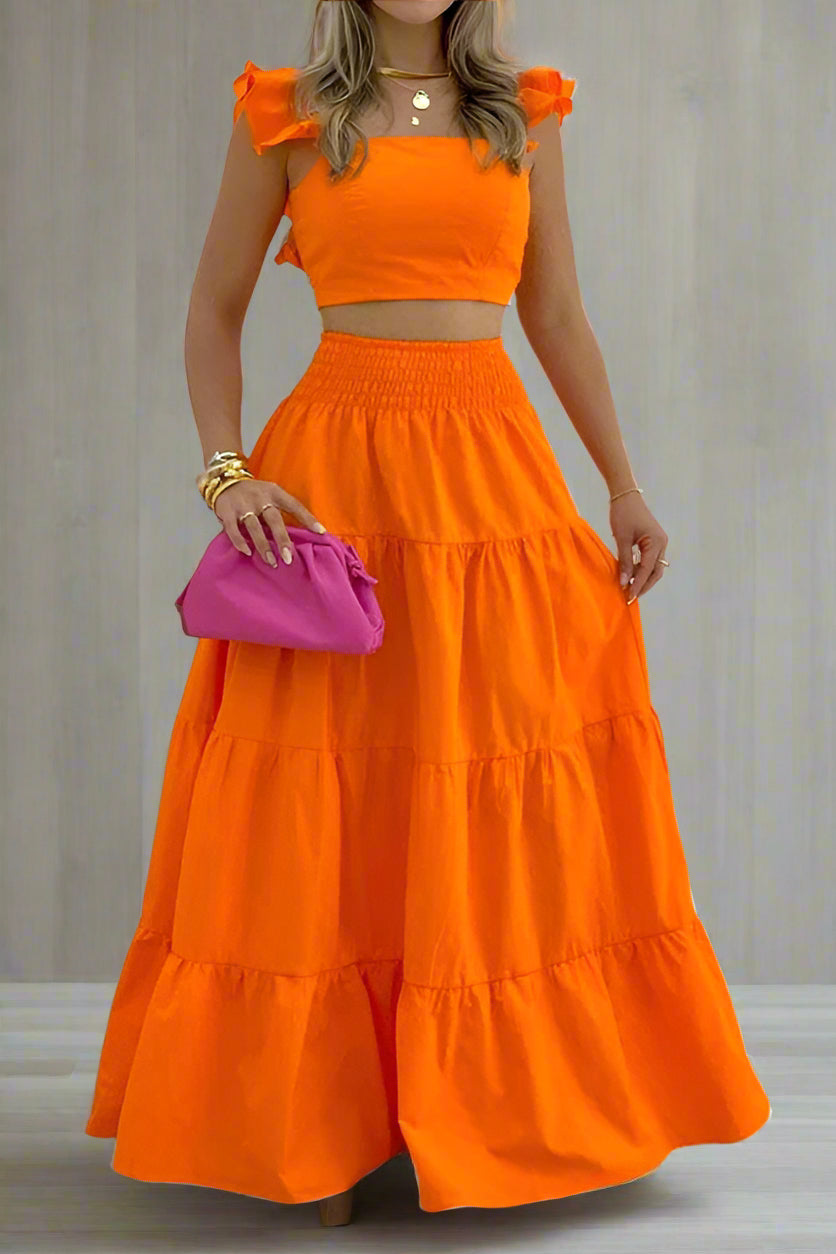 Cami Crop Top with High Waist Skirt Set Lavish Daily
