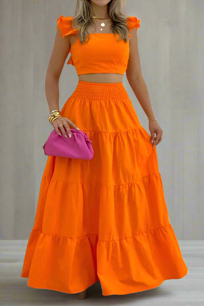 Cami Crop Top with High Waist Skirt Set Lavish Daily