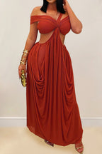 Off-Shoulder Cutout Maxi Dress Lavish Daily