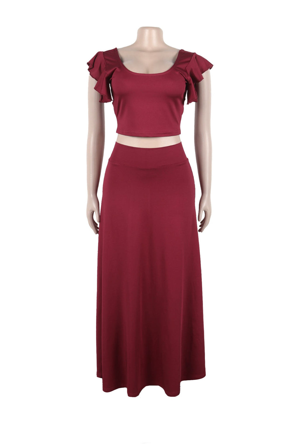 Elastic Solid Color Long Dress Two-Piece Set Lavish Daily