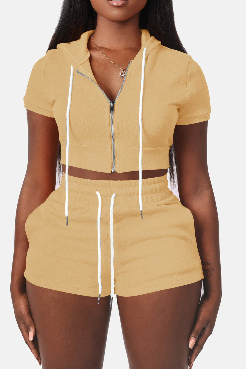 Crop Top Hoodie Short Set Lavish Daily