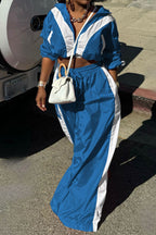 Color-Block Windbreaker & Wide-Leg Set Lavish Daily