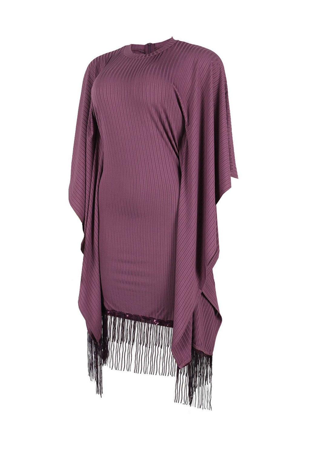 Sequin Fringe Batwing Sleeve Bodycon Dress Lavish Daily