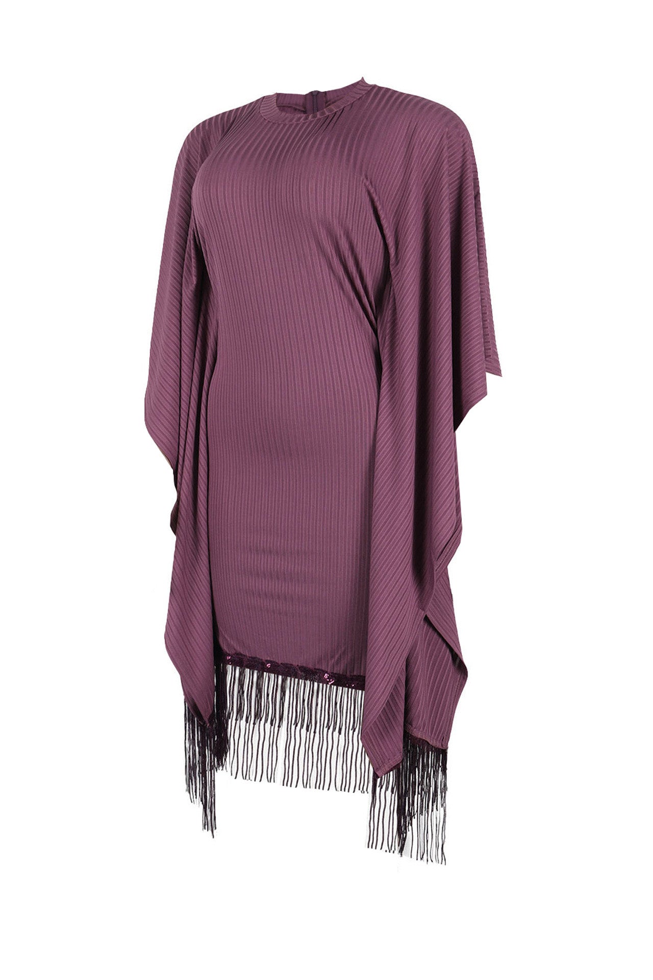 Sequin Fringe Batwing Sleeve Bodycon Dress Lavish Daily