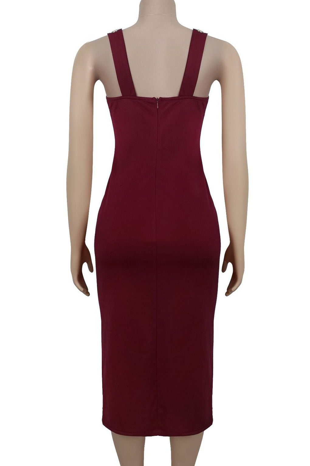Grommet-Detail Corset Midi Dress with High Slit Lavish Daily