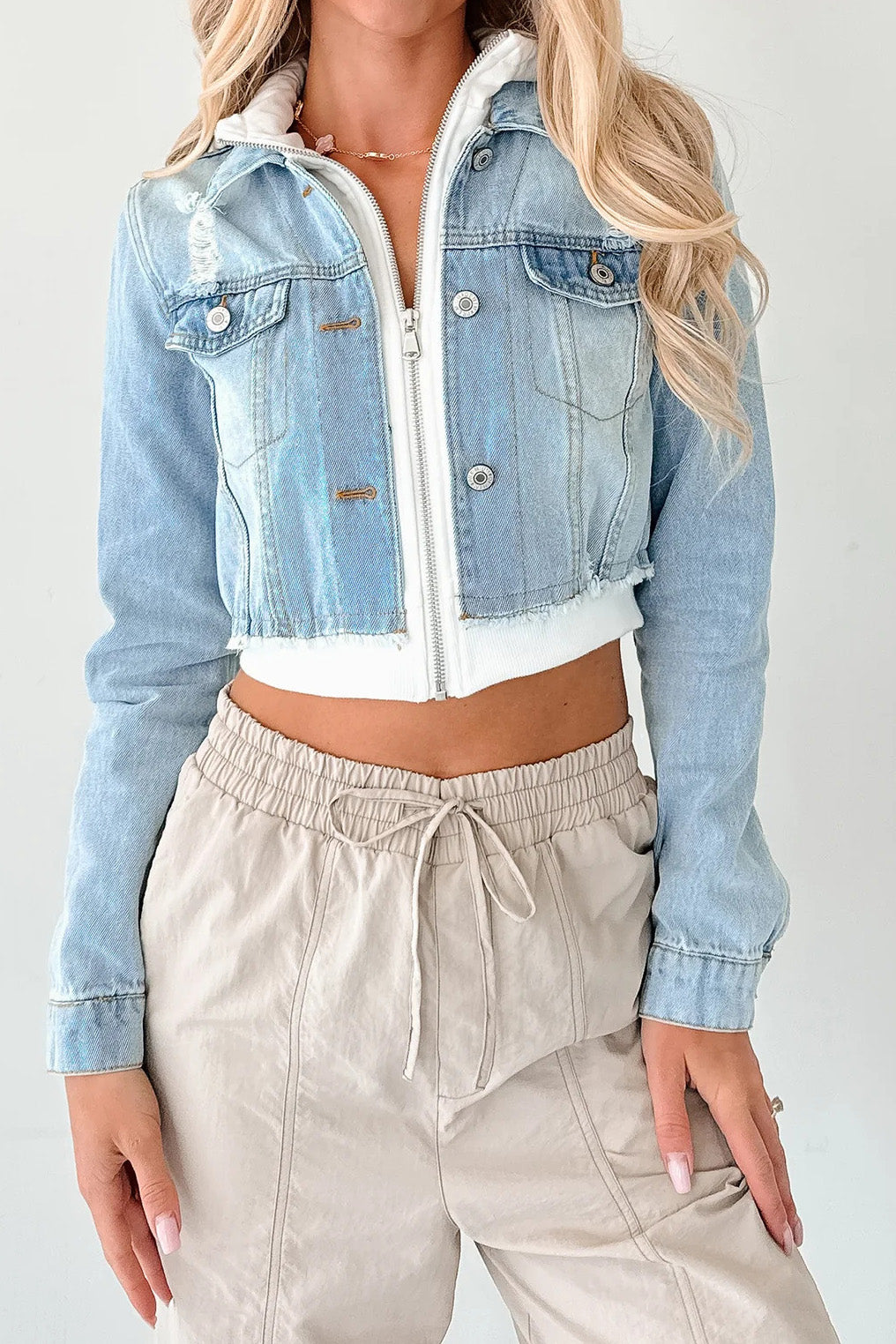 Cropped Layered Denim Jacket Lavish Daily