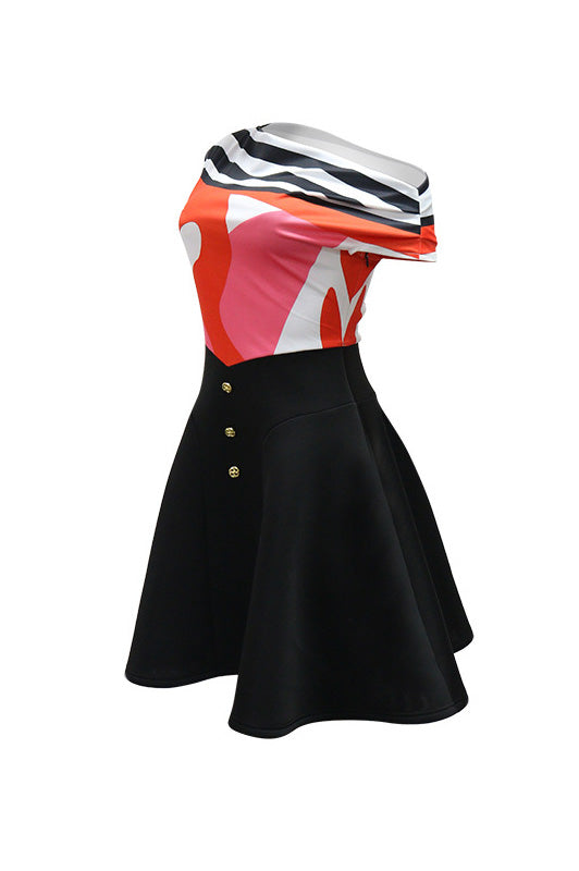 Off Shoulder Printed Mini Dress Lavish Daily