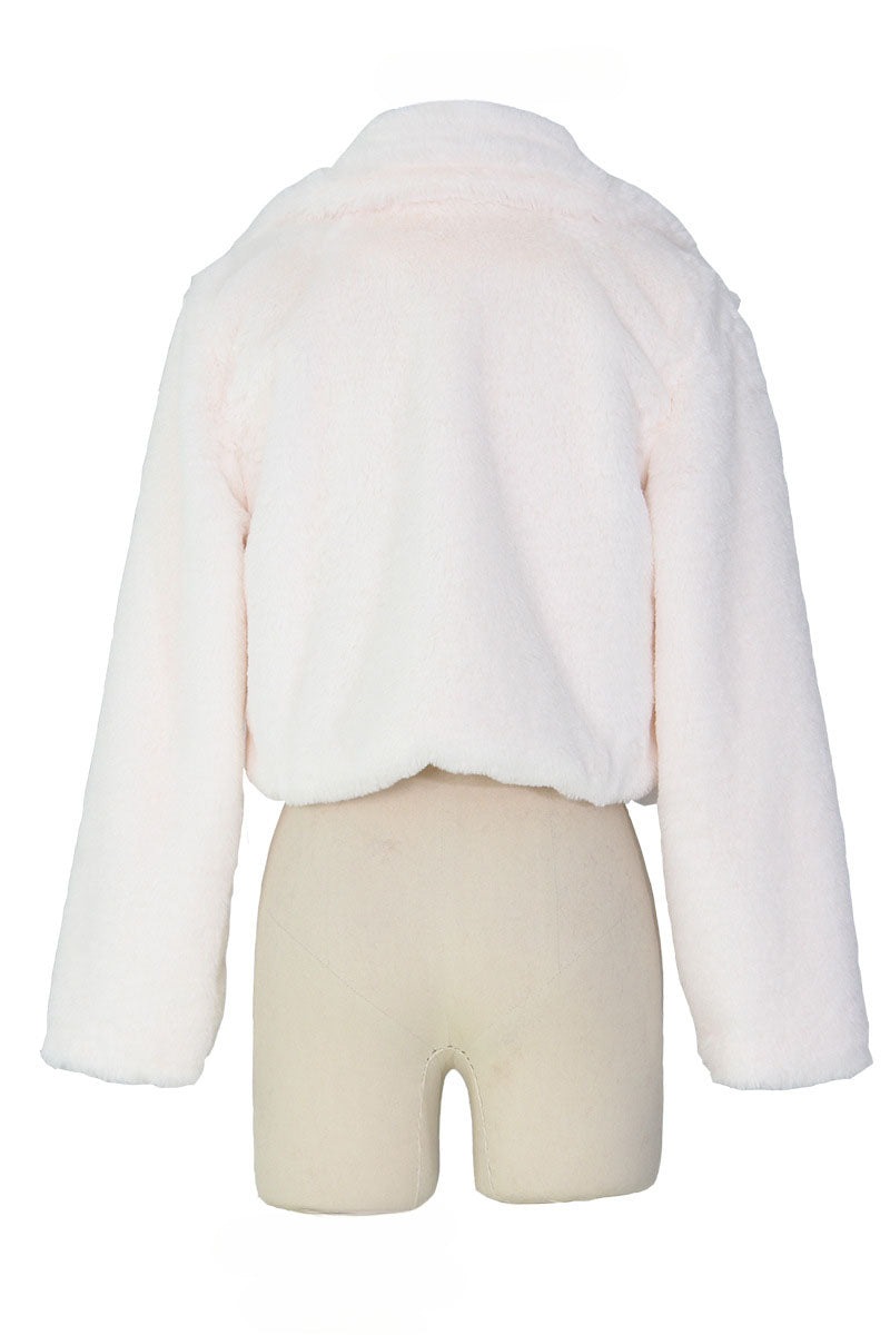 Faux Leather Lapel Short Jacket Lavish Daily