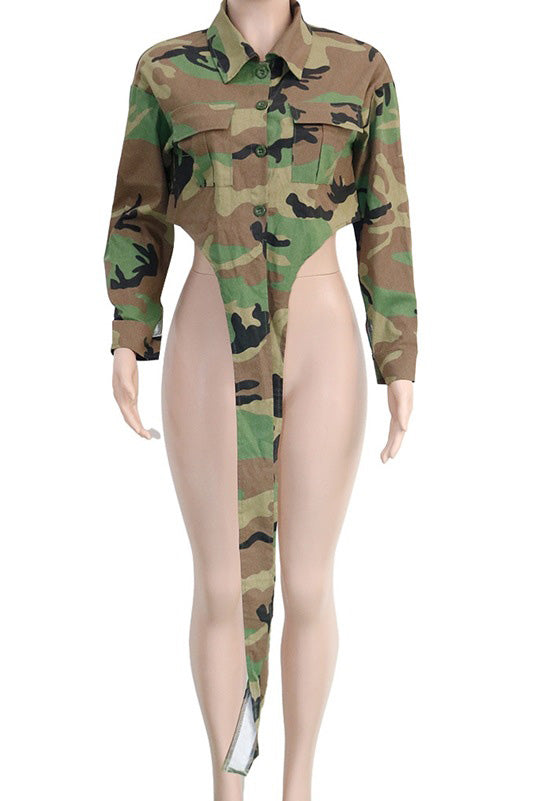 Camouflage Print Casual Jacket Lavish Daily