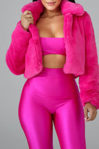 Faux Leather Lapel Short Jacket Lavish Daily