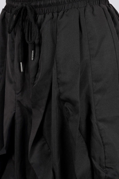 Ruched Drawstring Parachute Maxi Skirt Lavish Daily