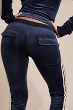 Zip Up Drawstring Stripe Flare Pants Set Lavish Daily