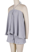 Striped Halter Sleeveless Loose Two-Piece Set Lavish Daily