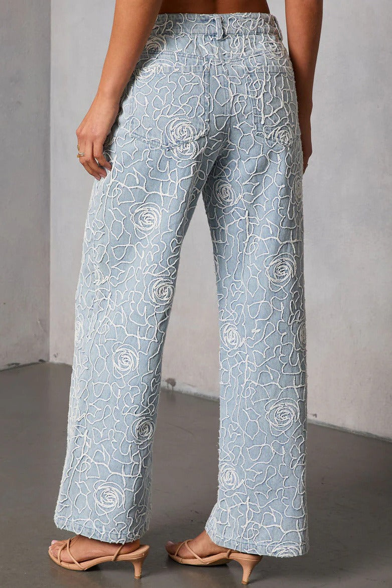 Embroidered Belted Wide Leg Matching Set LavishDaily