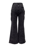 High-Rise Cargo Wide-Leg Utility Denim Jeans Lavish Daily