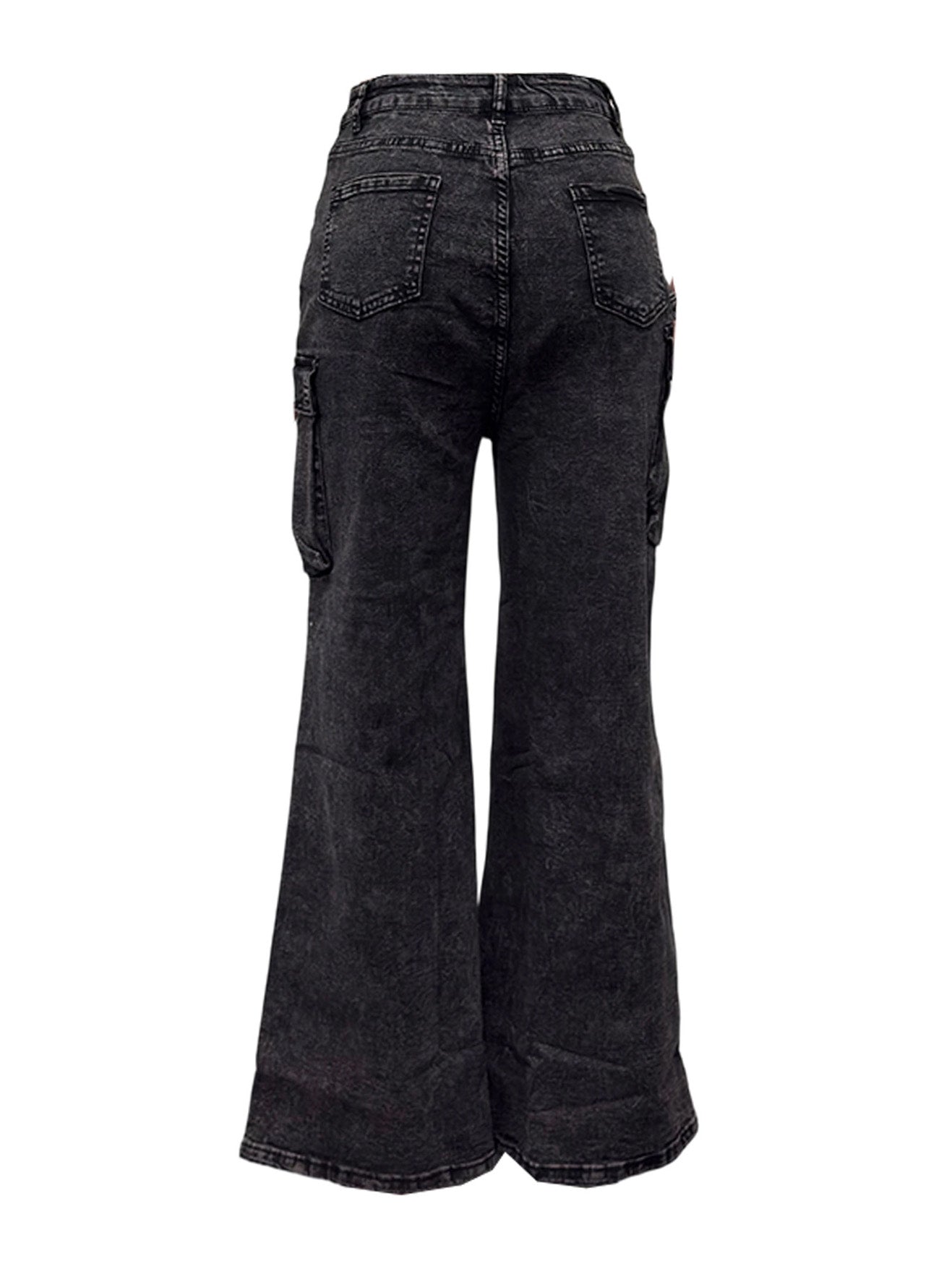 High-Rise Cargo Wide-Leg Utility Denim Jeans Lavish Daily