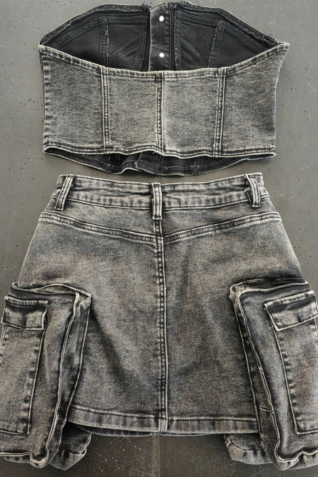 Denim Cargo Skirt Set Lavish Daily