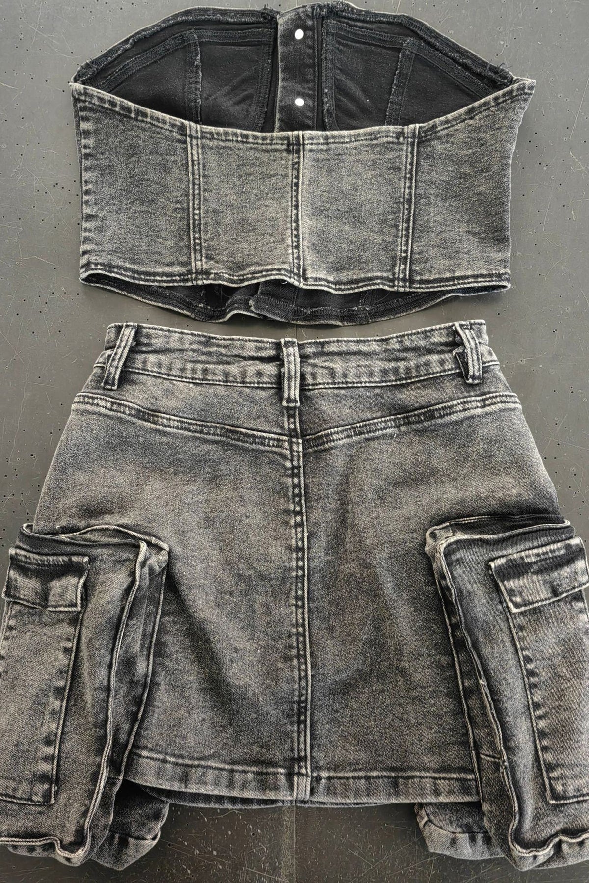Denim Cargo Skirt Set Lavish Daily