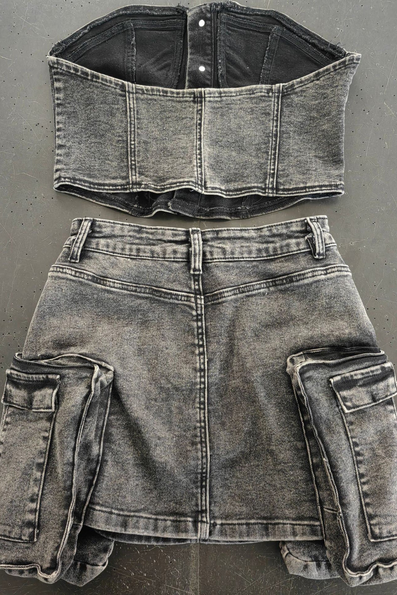 Denim Cargo Skirt Set Lavish Daily