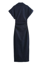 Denim Button Short Sleeve Dress Lavish Daily