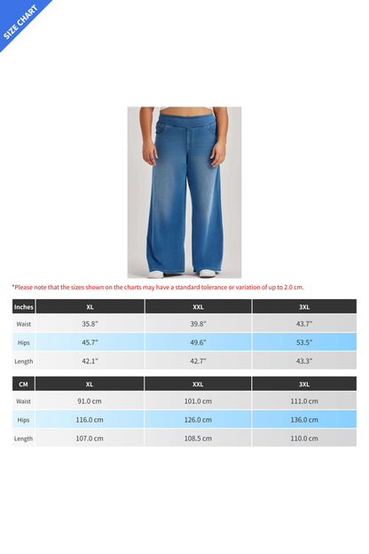 Curvy High-Stretch Wide Leg Pull-On Jeans LavishDaily