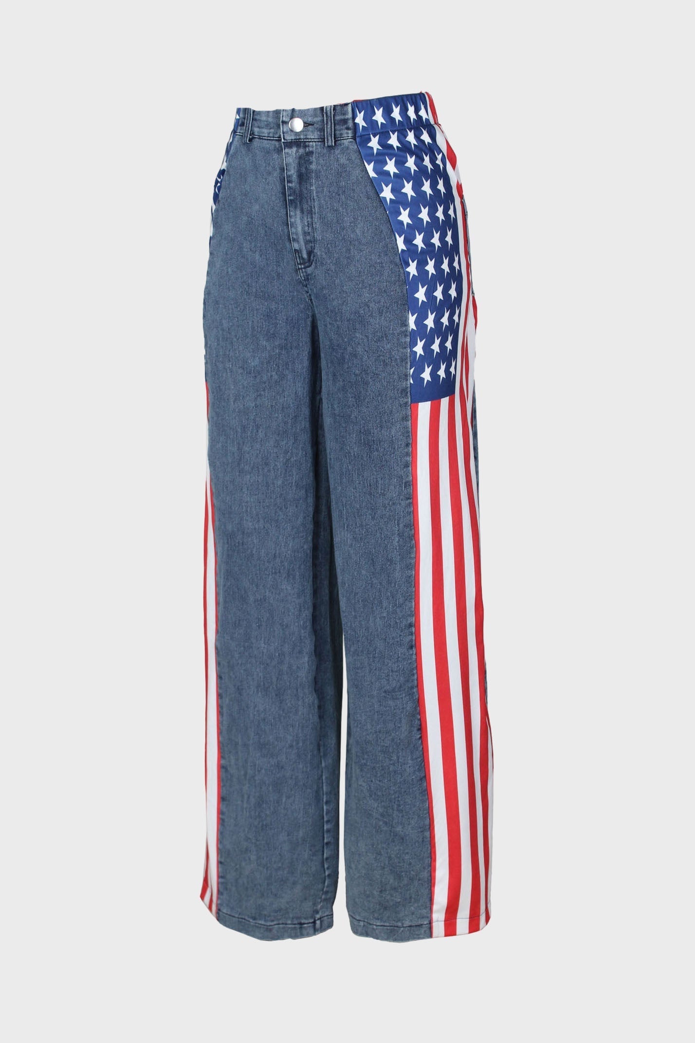 American Flag Print Light Wash Jeans Lavish Daily