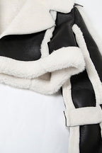 Faux Shearling Color Block Crop Jacket LavishDaily
